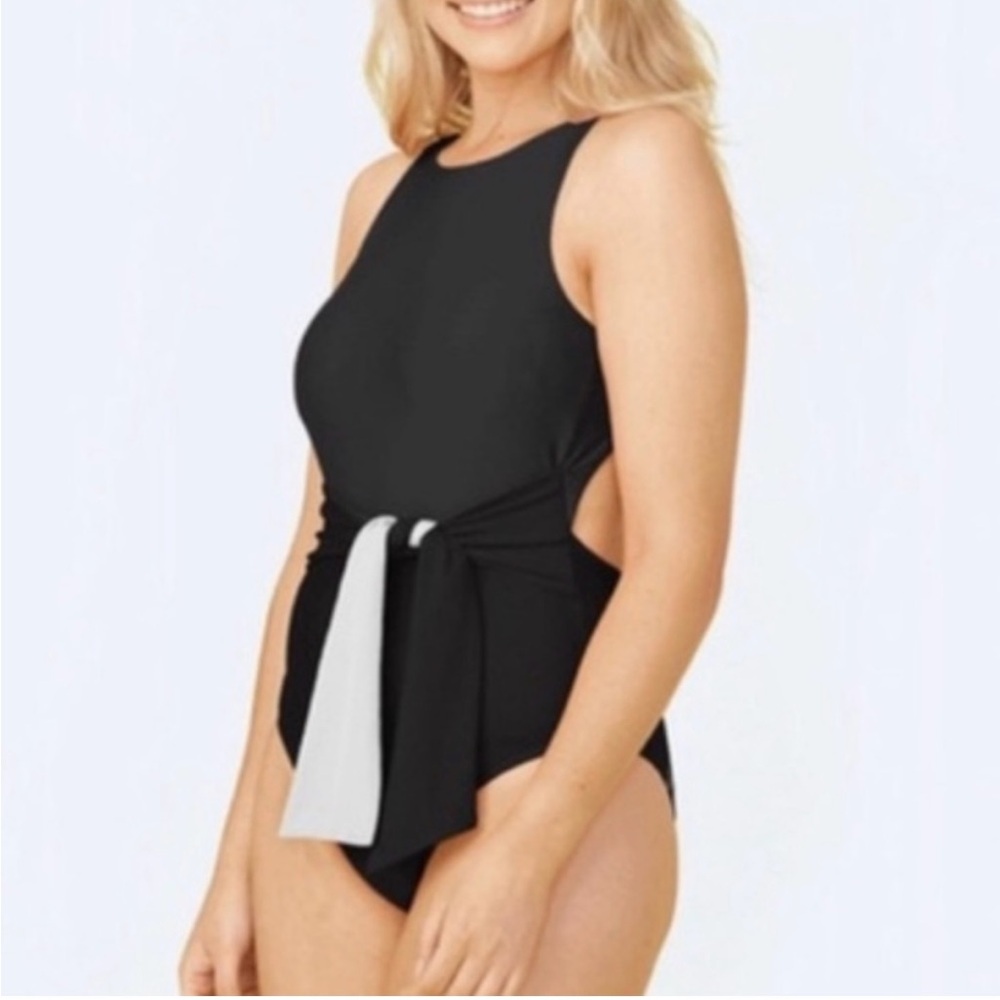 Summersalt Tie Cove Black White One Piece Swimsuit Size 10